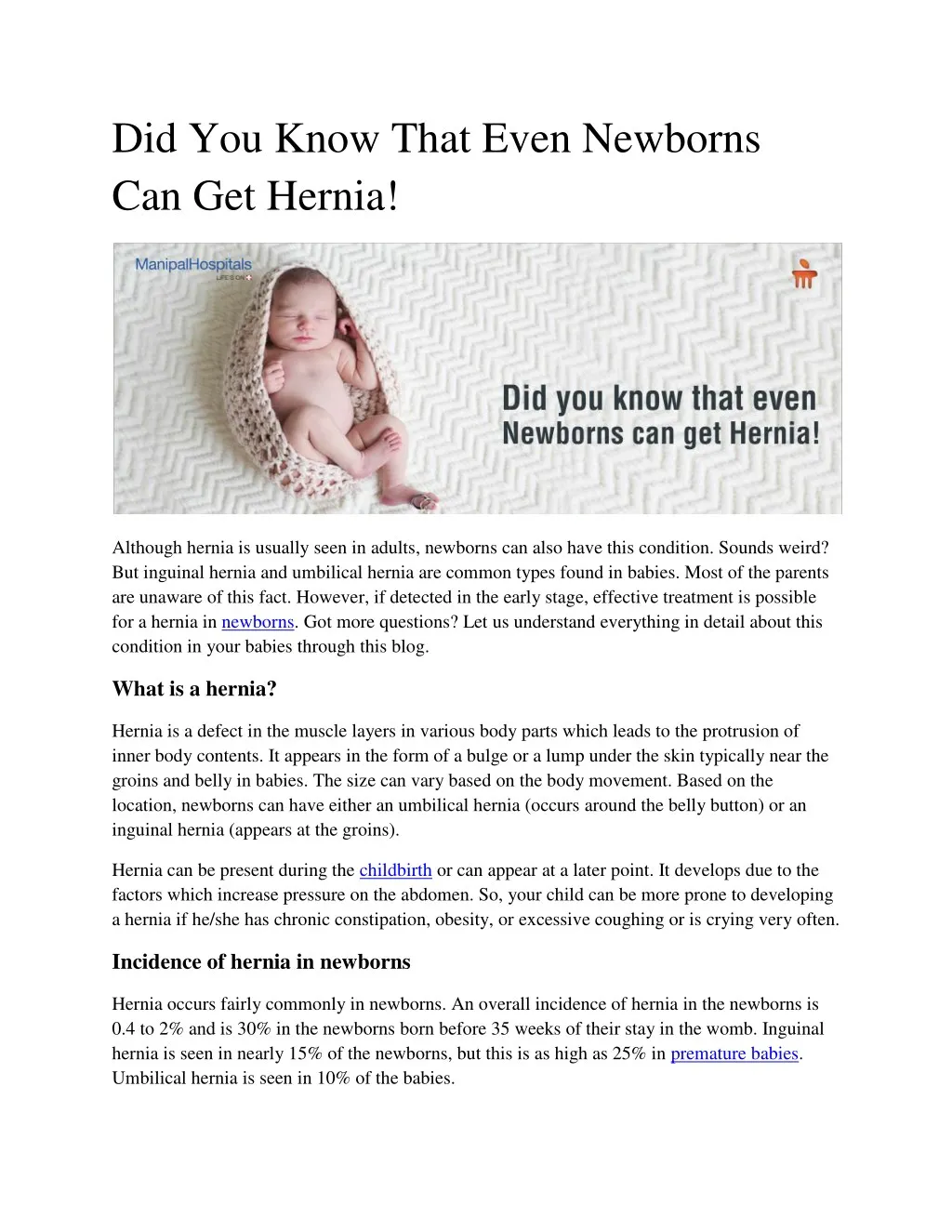 did you know that even newborns can get hernia