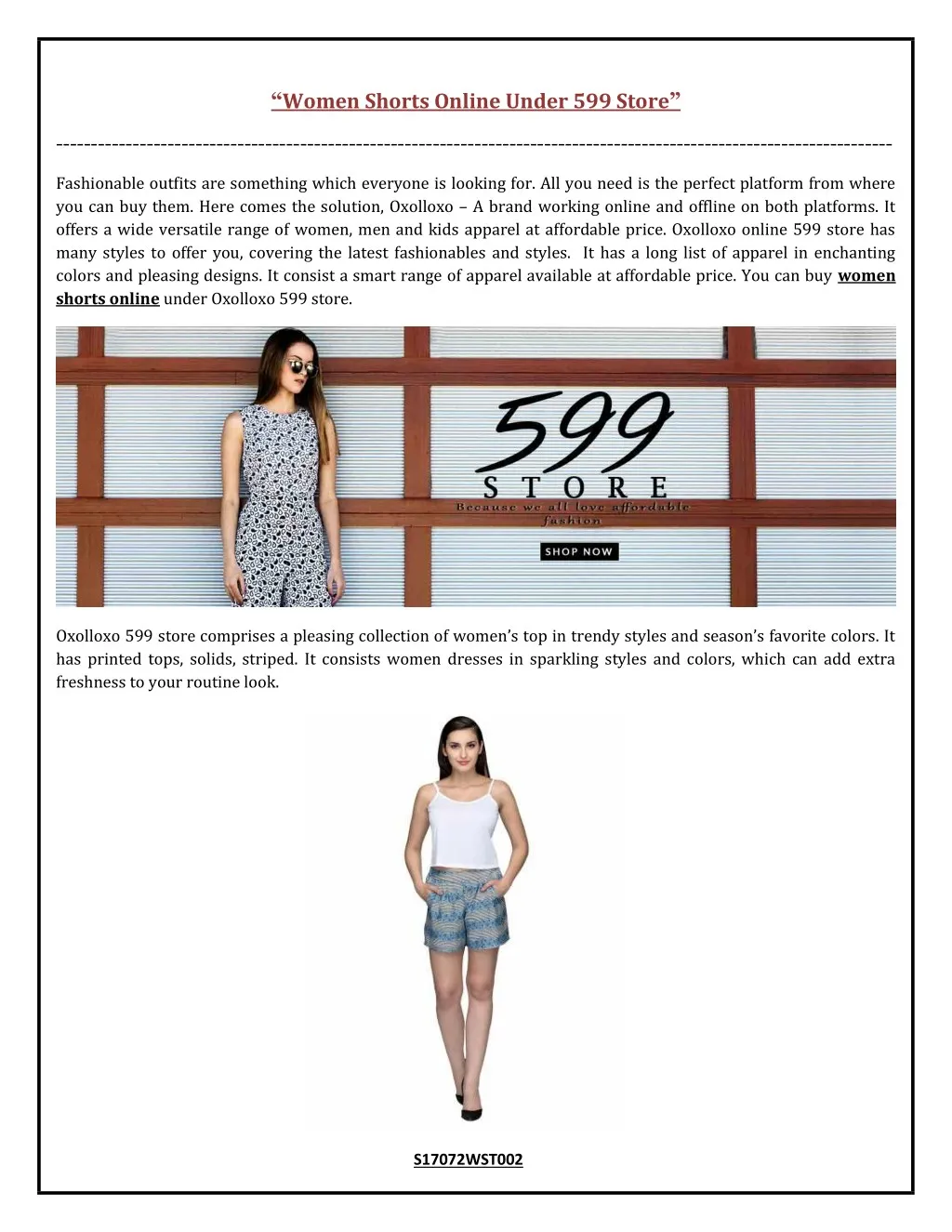 women shorts online under 599 store