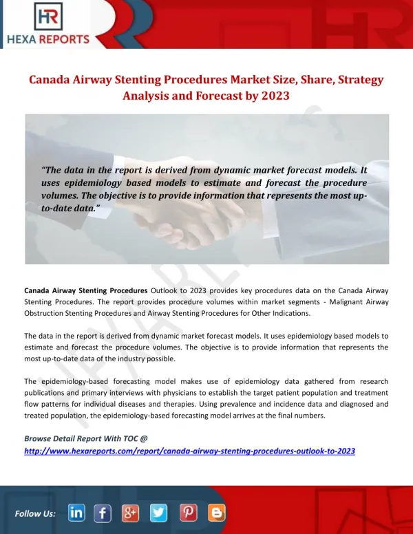 Canada Airway Stenting Procedures Market Size, Share, Strategy Analysis and Forecast by 2023