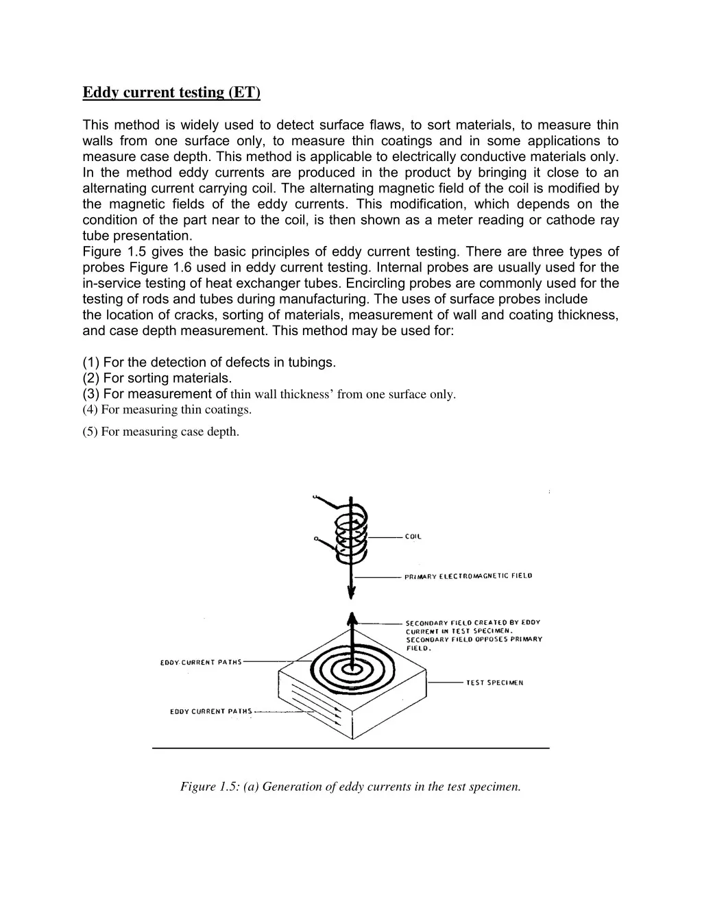eddy current testing et this method is widely