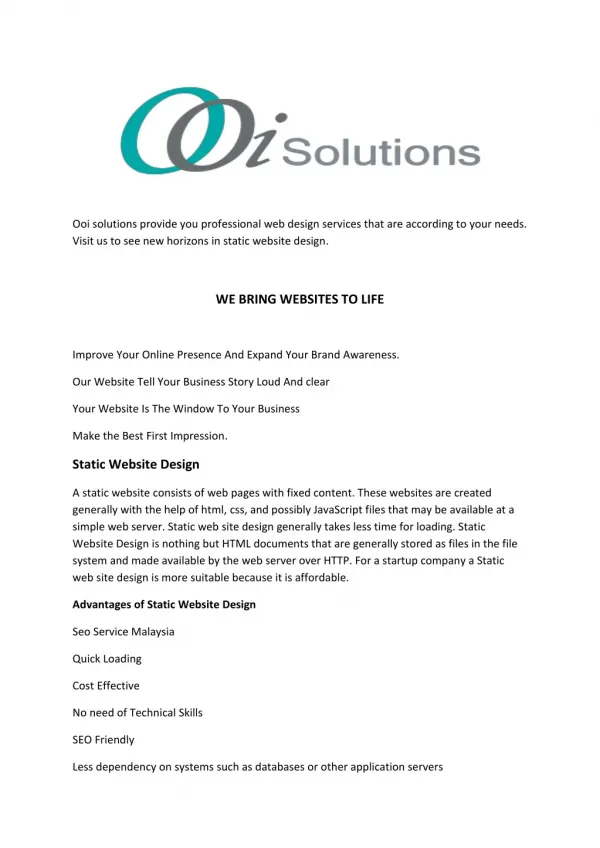 ooi solutions provide you professional web design