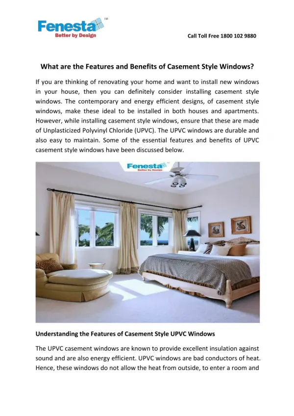 What are the Features and Benefits of Casement Style Windows?