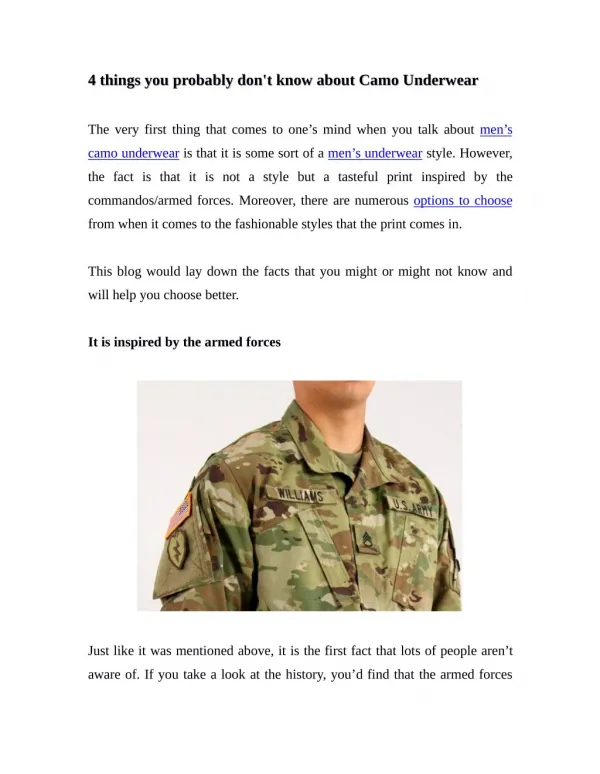 4 things you probably don't know about Camo Underwear