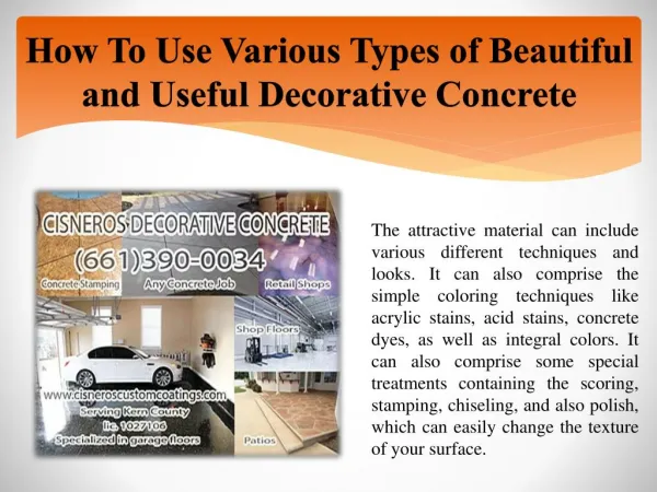 How To Use Various Types of Beautiful and Useful Decorative Concrete