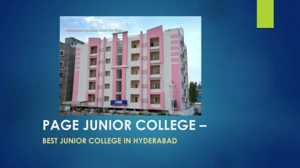 PAGE Junior College- Premium Junior College In Hyderabad