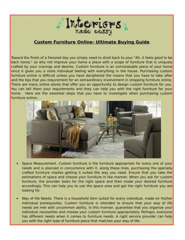 Custom Furniture Online- Ultimate Buying Guide