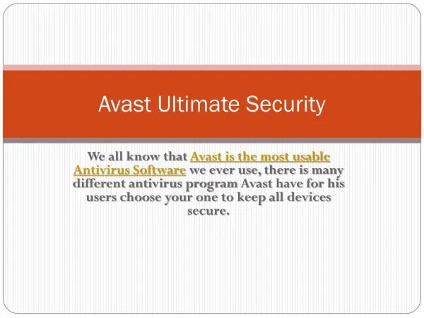 Avast Ultimate Security Antivirus