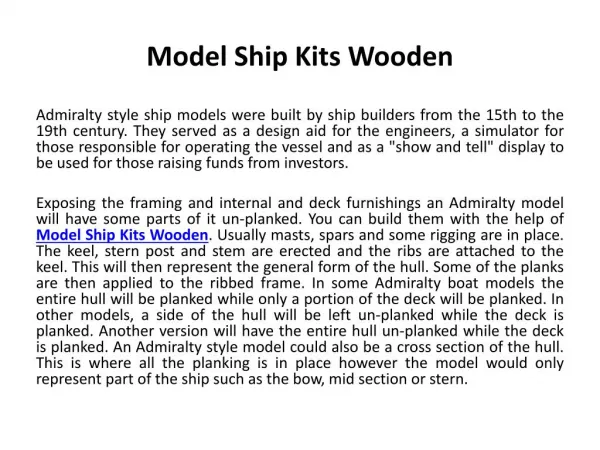 Model Ship Kits Wooden