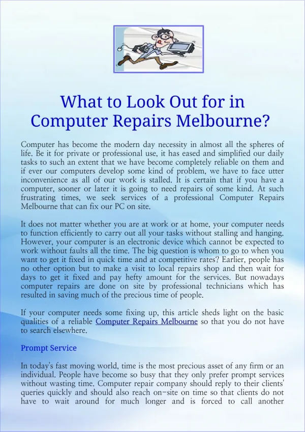 What to Look Out For in Computer Repairs Melbourne?