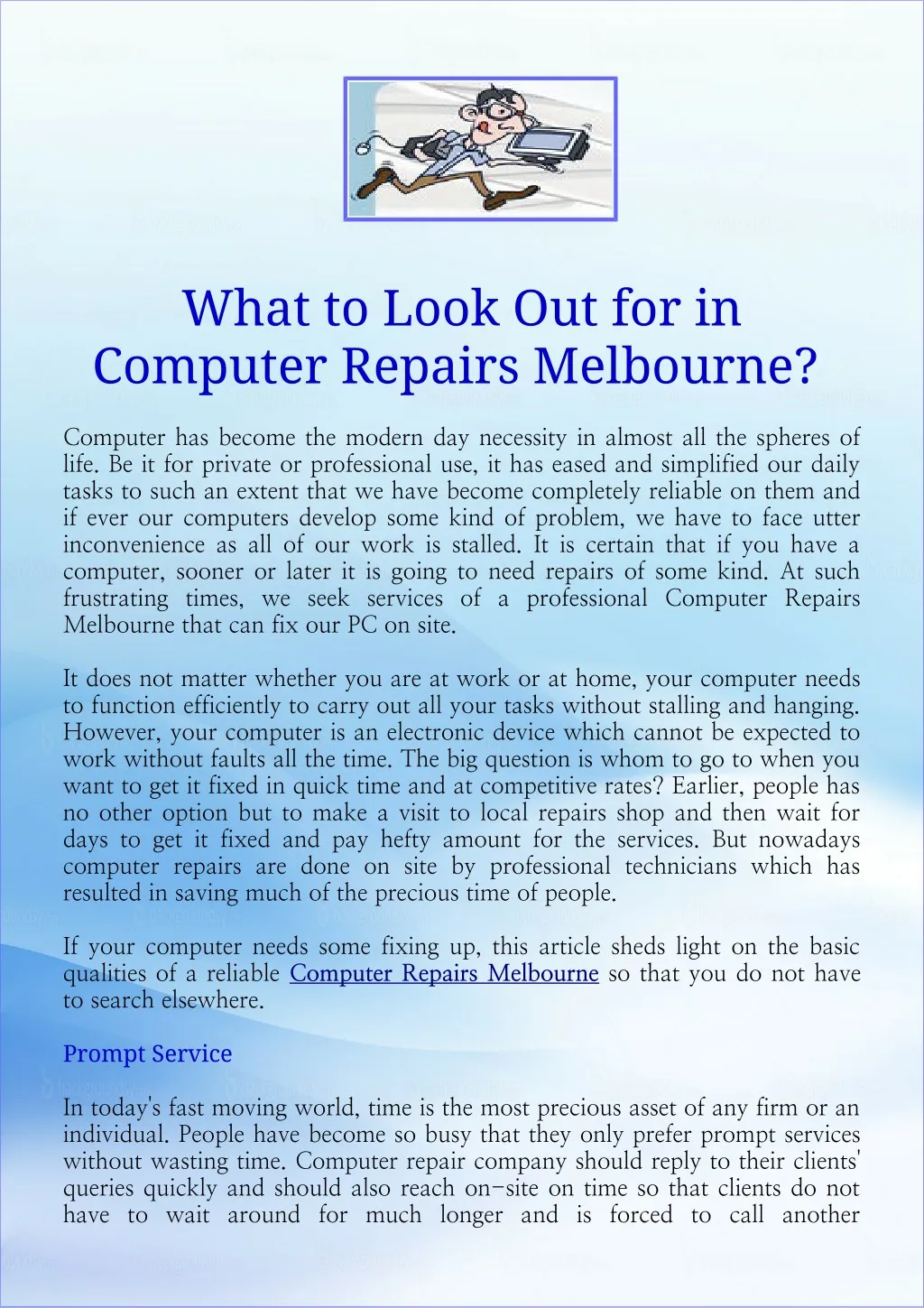 what to look out for in computer repairs melbourne