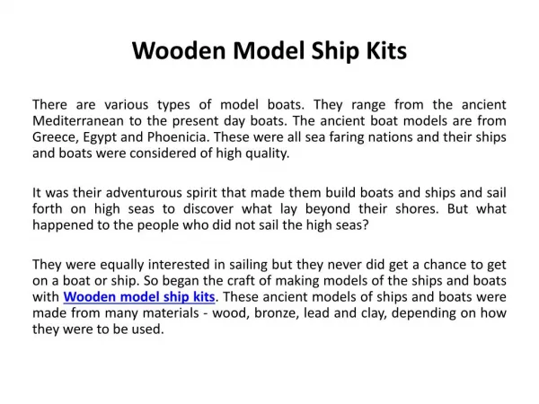 Wooden model ship kits