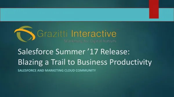 Salesforce Summer ’17 Release: Blazing a Trail to Business Productivity