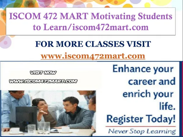 ISCOM 472 MART Motivating Students to Learn/iscom472mart.com