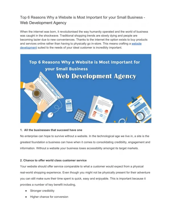 Top 6 Reasons Why a Website is Most Important for your Small Business - Web Development Agency