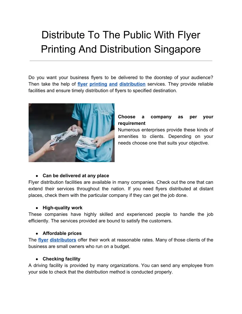 distribute to the public with flyer printing