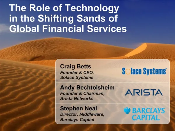 The Role of Technology in the Shifting Sands of Global Financial Services