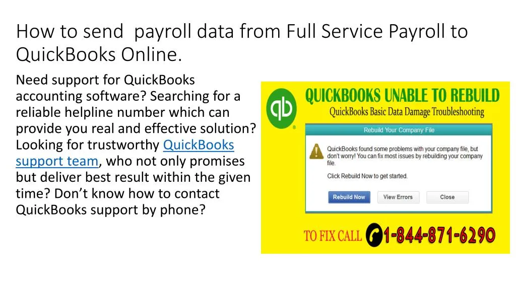 how to send payroll data from full service payroll to quickbooks online