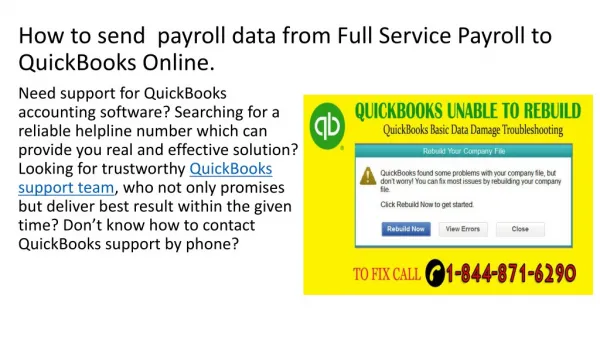 How to send payroll data from Full Service Payroll to QuickBooks Online.