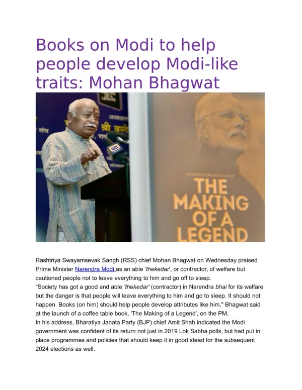 Books on Modi to help people develop Modi-like traits: Mohan Bhagwat