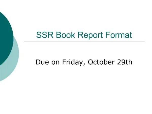 SSR Book Report Format