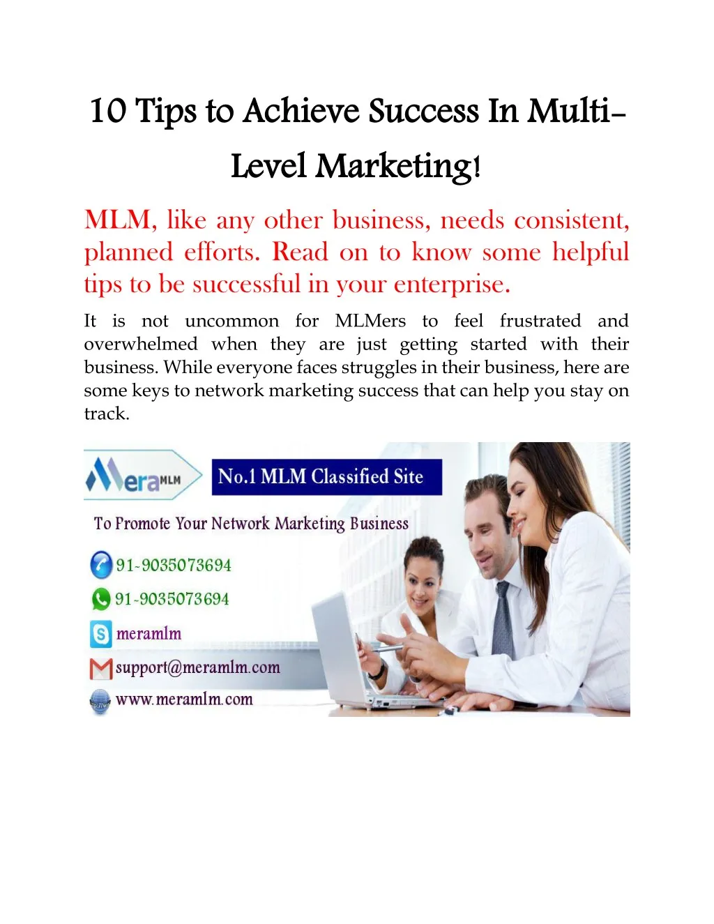 10 tips to achieve success in multi level