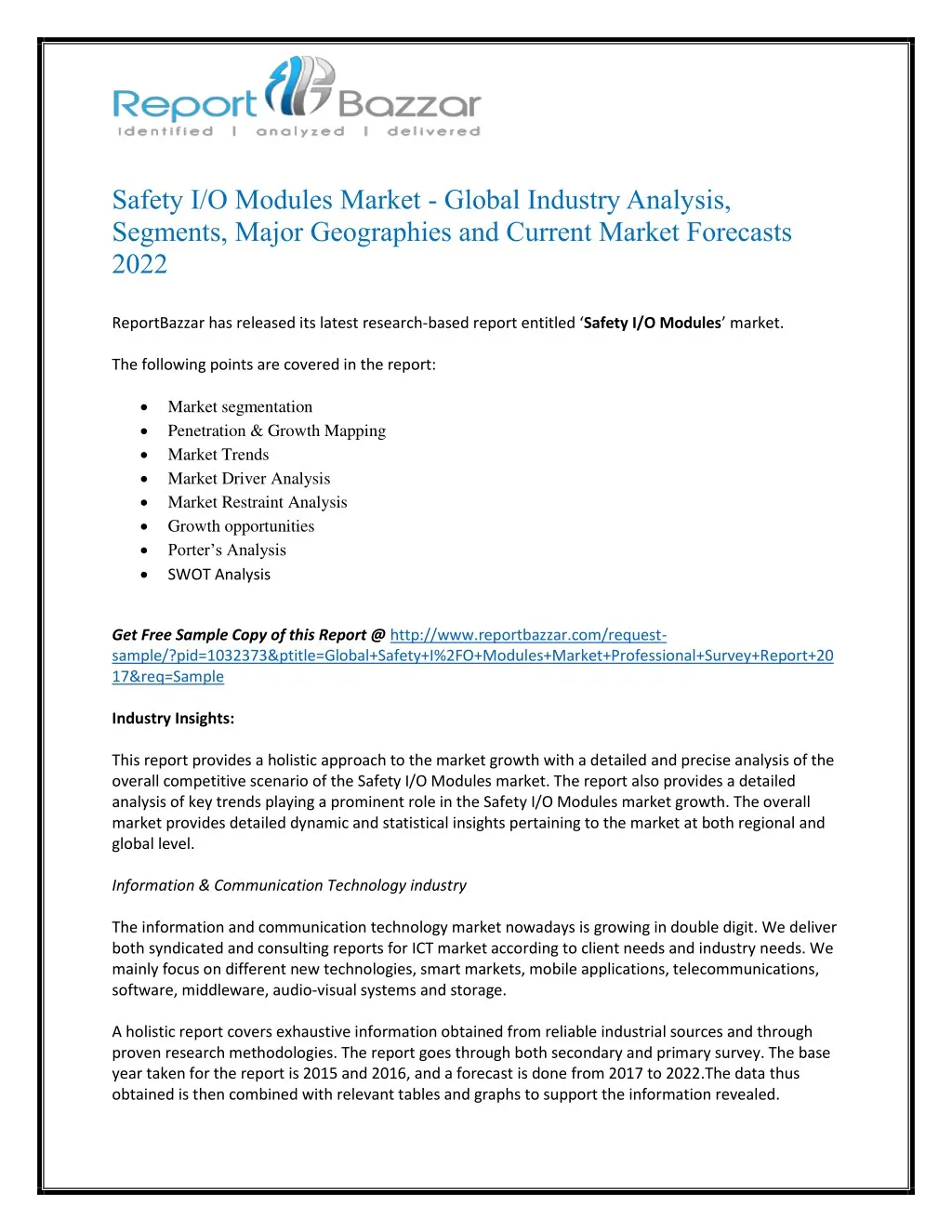 safety i o modules market global industry