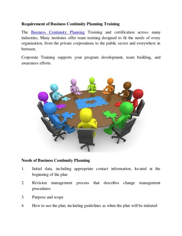 Requirement of Business Continuity Planning Training