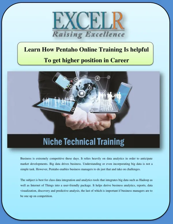 Learn How Pentaho Online Training Is helpfulTo get higher position in Career