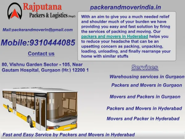 Fast and Easy Service by Packers and Movers in Hyderabad