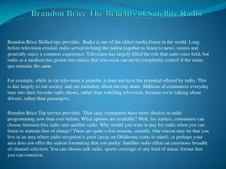 Brandon Brice Talk Radio Show - Cost Benefits of Your Own Talk Radio Show