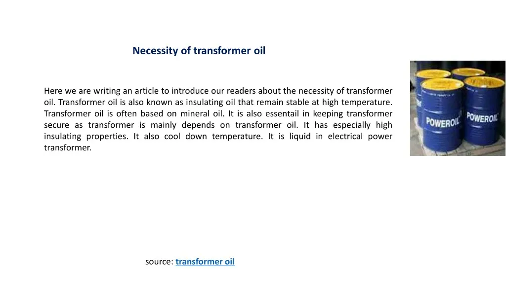 necessity of transformer oil