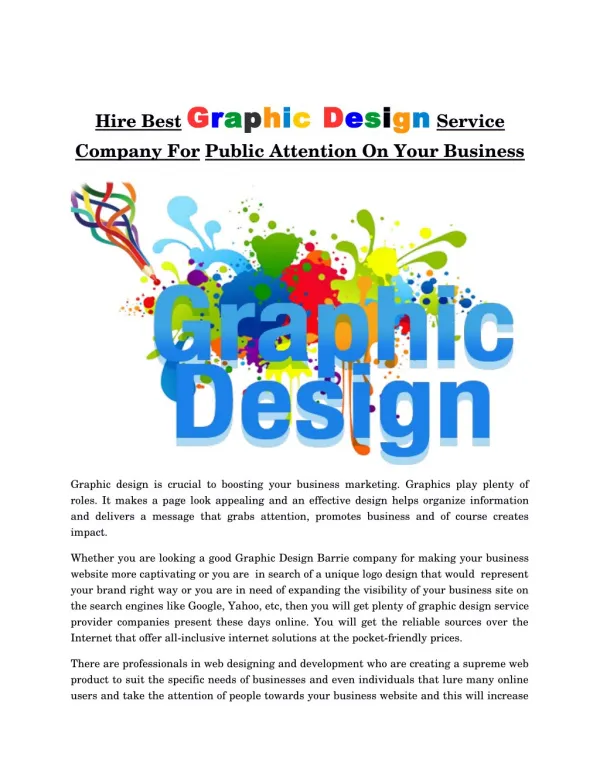 Hire Best Graphic Design Service Company For Public Attention On Your Business