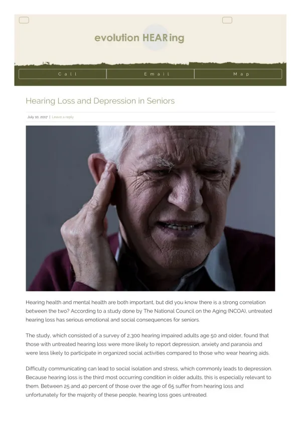 Hearing Loss and Depression in Seniors