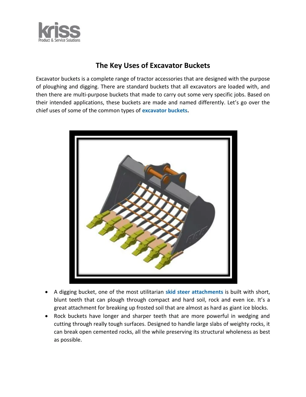 the key uses of excavator buckets