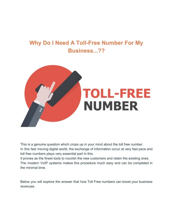 Why Do I Need Toll-Free Number For My Business