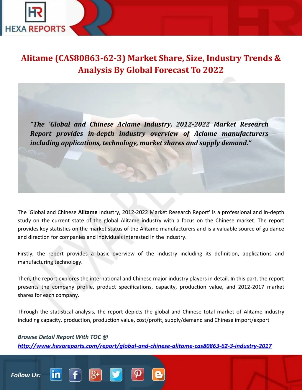 alitame cas80863 62 3 market share size industry
