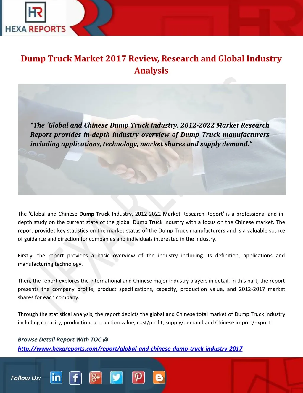 dump truck market 2017 review research and global