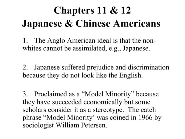 Chapters 11 12 Japanese Chinese Americans