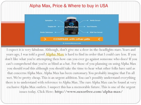 Alpha Max, Price & Where to buy in USA