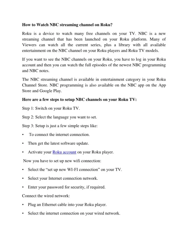 How to Watch NBC streaming channel on Roku?