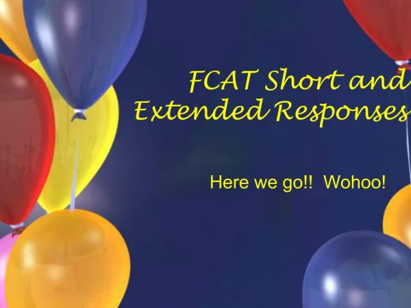 FCAT Short and Extended Responses