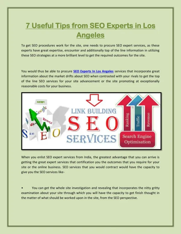 7 Useful Tips from SEO Experts in Los Angeles