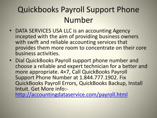 Quickbook payroll support phone number