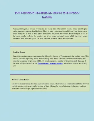 Top Common Technical Issues with Pogo Games - slide 1