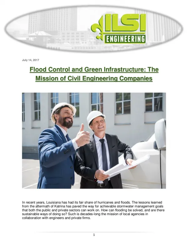 Flood Control and Green Infrastructure: The Mission of Civil Engineering Companies