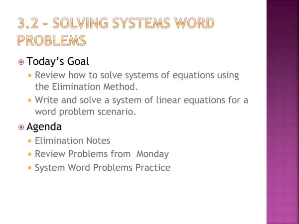 3.2 Solving systems word problems