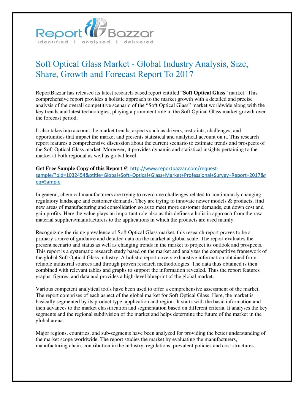 soft optical glass market global industry