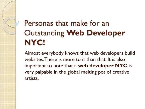 Personas that make for an Outstanding Web Developer NYC!
