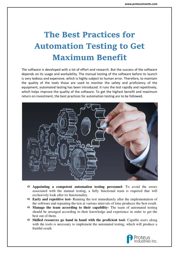 Best Practices for Automation Testing : Proteus Invents