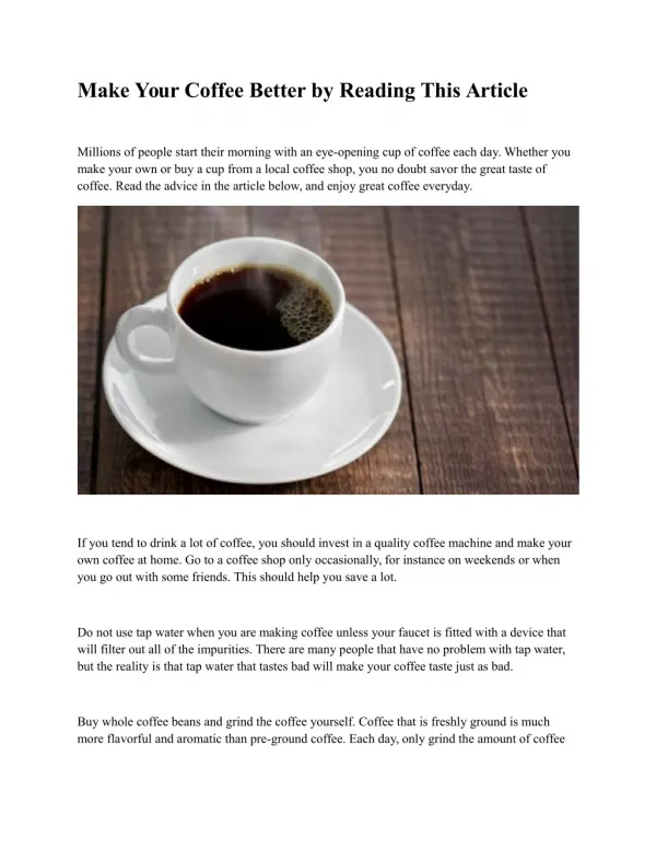 Make Your Coffee Better by Reading This Article